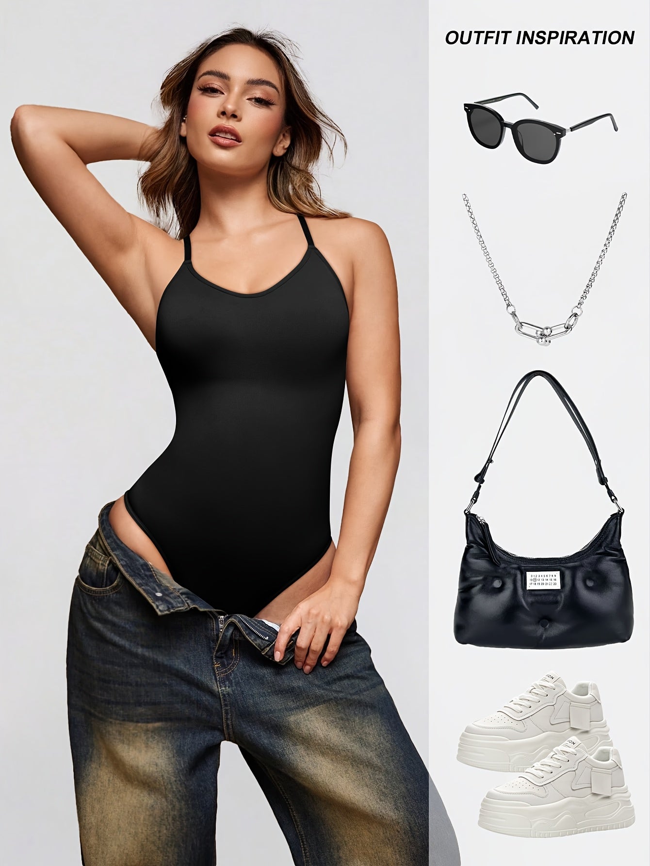 1pc Women'S Suspender Casual Thong Jumpsuit, Fabric Breathable And Comfortable, Suitable for Daily Casual Wear, Shopping, Dating, All Seasons