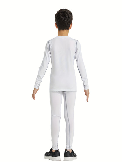 Boys' Sports Compression Set 2pcs Youngsters's Warm Underwear, Perfect for Outdoor