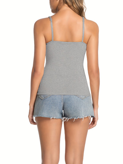 [3-Pack Adjustable Camisole] 3-Pack Comfortable And Versatile Adjustable Strap Camisole With Built-in Bra Pads, One-Piece Bra For Anti-Exposure, Suitable For Home Wear Or Outerwear