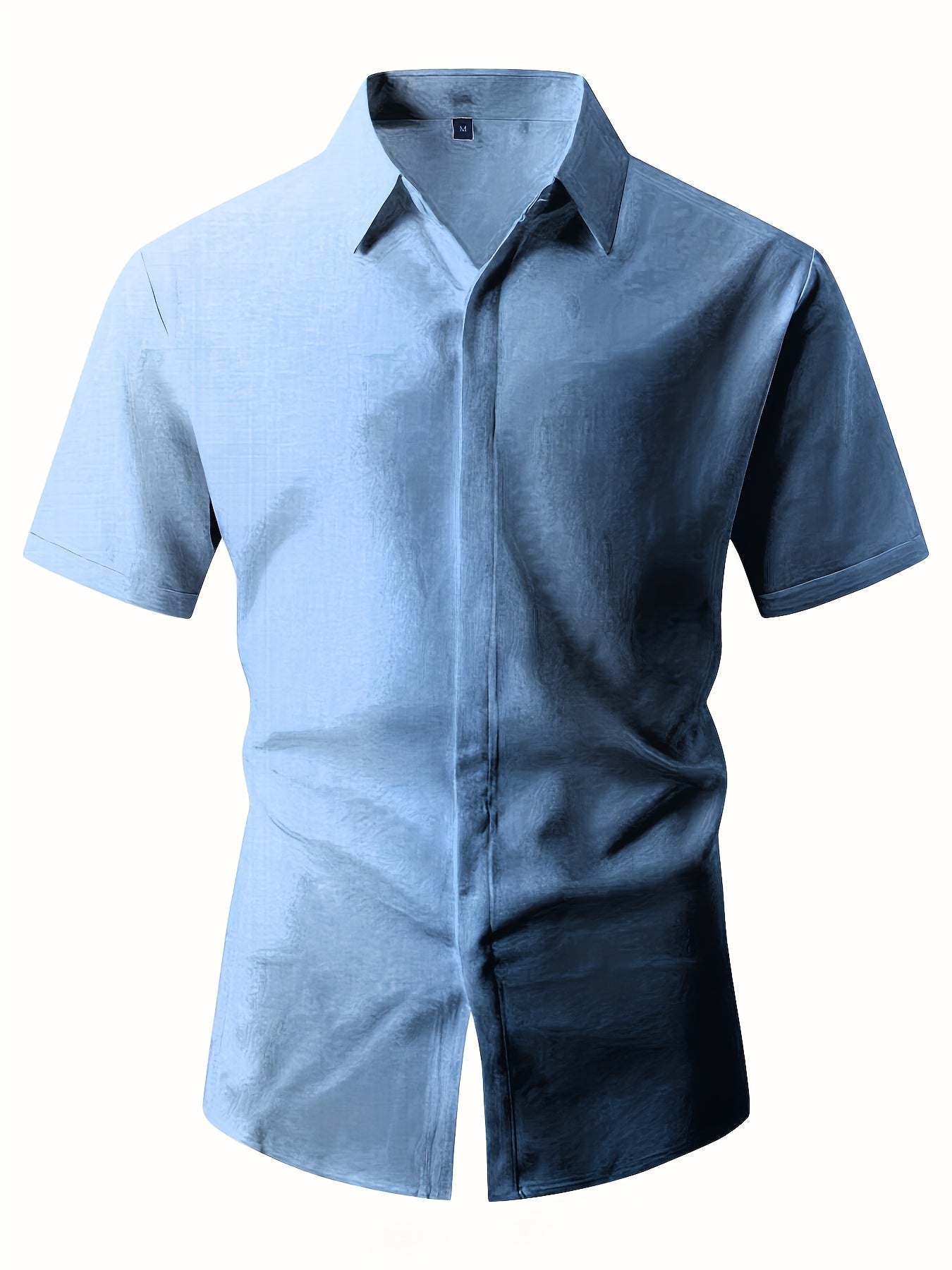 Men's Plus Size Double Placket Short Sleeve High Quality Shirt, Suitable for All Seasons, Home Short Sleeve Turn Collar Shirt, PLUS SIZE