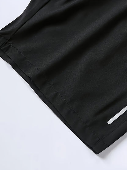 3 PCS Men's Stylish Athletic Shorts, Black Drawstring Design, Zipper Pockets, （Includes wristband）Ideal for Summer Workouts and Outdoor Activities, Plus Size Shorts