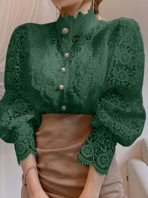 Women's Dark Green Lace Shirt - product view 1