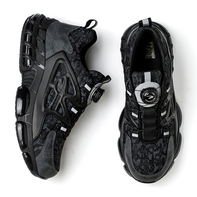 Button Elastic Lace-up Loafer Anti-smash And Anti-stabbing Work Shoes