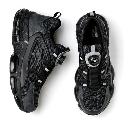 Button Elastic Lace-up Loafer Anti-smash And Anti-stabbing Work Shoes