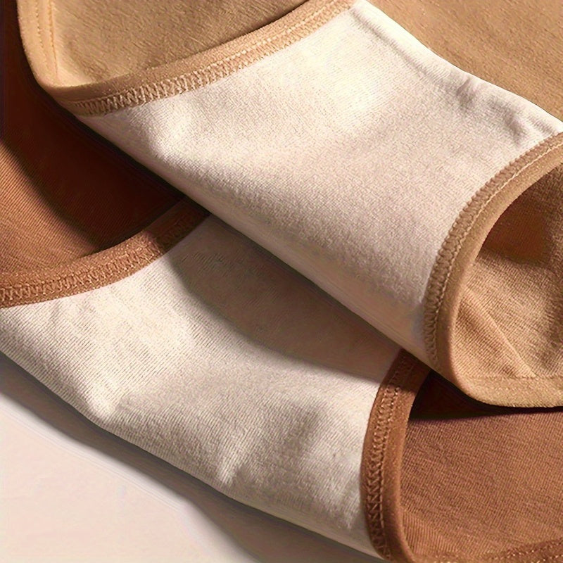 2026 Women's Pure Cotton Underwear Soft Stretch Underwear Simple Solid Color Underwear (beige/beige/brown) Breathable And Comfortable Daily Wear 4pcs Game Day Fan Gear for All Football Fans