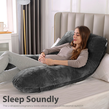 New U-Shaped Extra Large Pregnancy And Adult Luxury Full-Body Maternity Sleep Pillow, Featuring a Removable Cover, Perfect for Side Sleepers, Providing Support for a Pregnant Woman'S Back, Hips, Legs, Belly, And Abdomen
