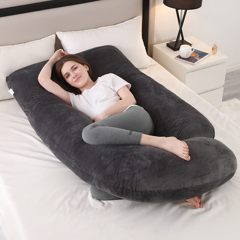 Crystal Velvet Maternity Pillow J-Shaped Full Body Pregnancy Pillow with Velvet Cover, 80-Inch Pregnancy Pillow, Provides Head, Back, Leg And Abdominal Support for Pregnant Women, Christmas Gift, Holiday Gift, Gift for New Moms