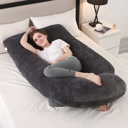 Crystal Velvet Maternity Pillow J-Shaped Full Body Pregnancy Pillow with Velvet Cover, 80-Inch Pregnancy Pillow, Provides Head, Back, Leg And Abdominal Support for Pregnant Women, Christmas Gift, Holiday Gift, Gift for New Moms