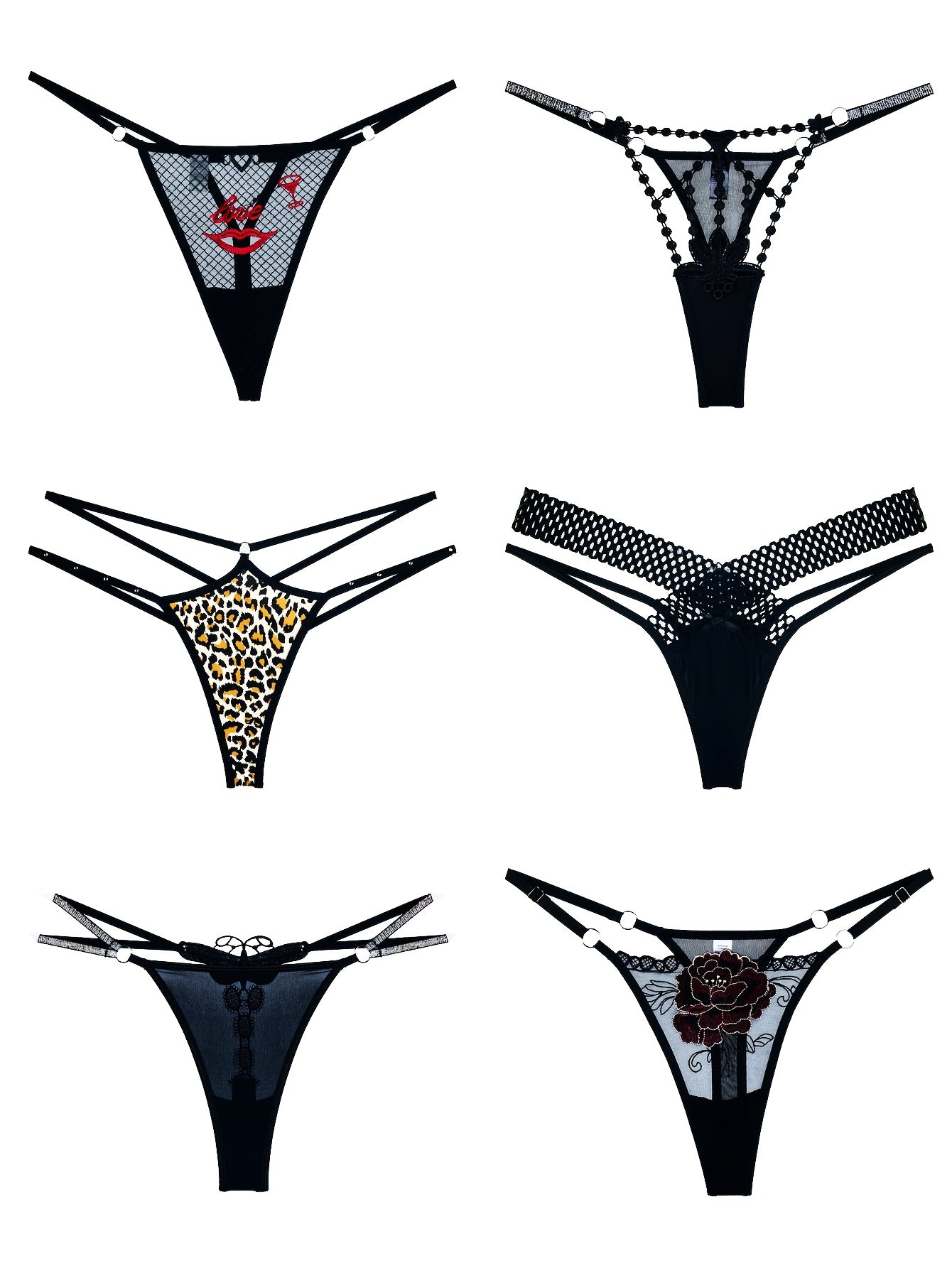 18pcs Mixed Set: Premium Lace Women'S Thong Set - Multi-style With Embroidery, See-Through Details & Adjustable Waistband. Soft & Breathable.