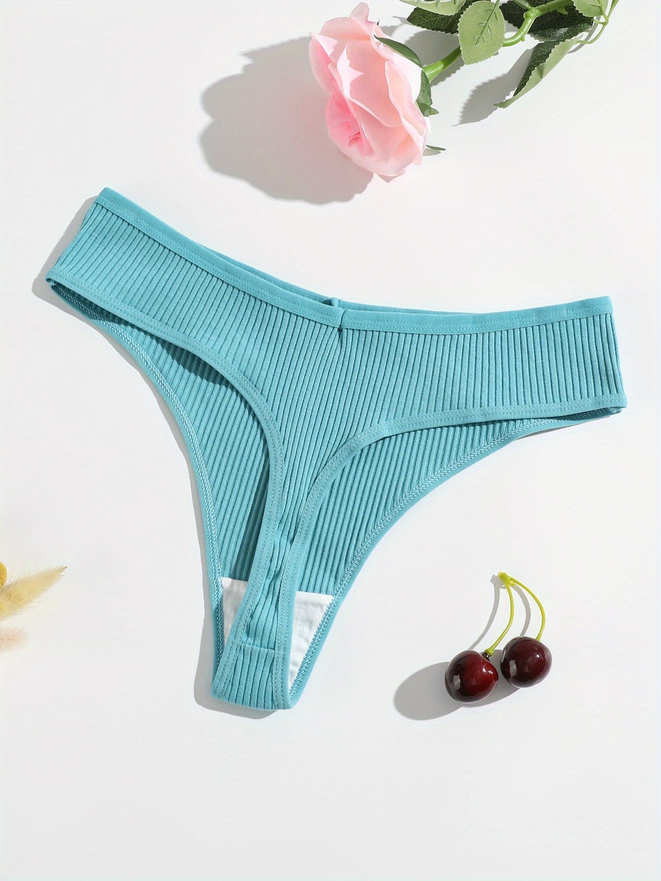 16pcs Set of Women'S Thongs Made from Soft, Breathable in Solid Colors