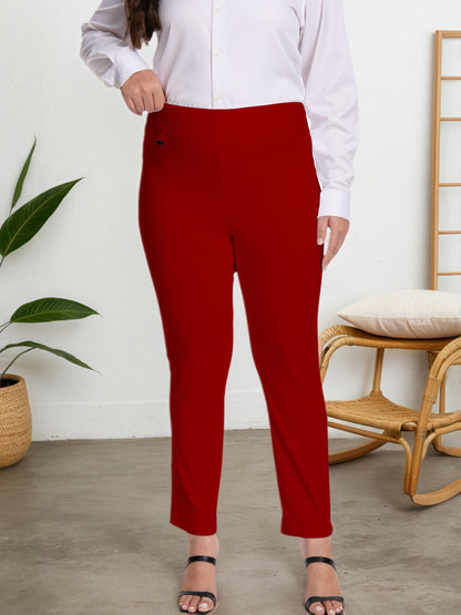 Plus Size - Plus Size - Women Pull on Pant with Silver During Super Stretch Soft Millennium Fabric to Work Ankle Pant