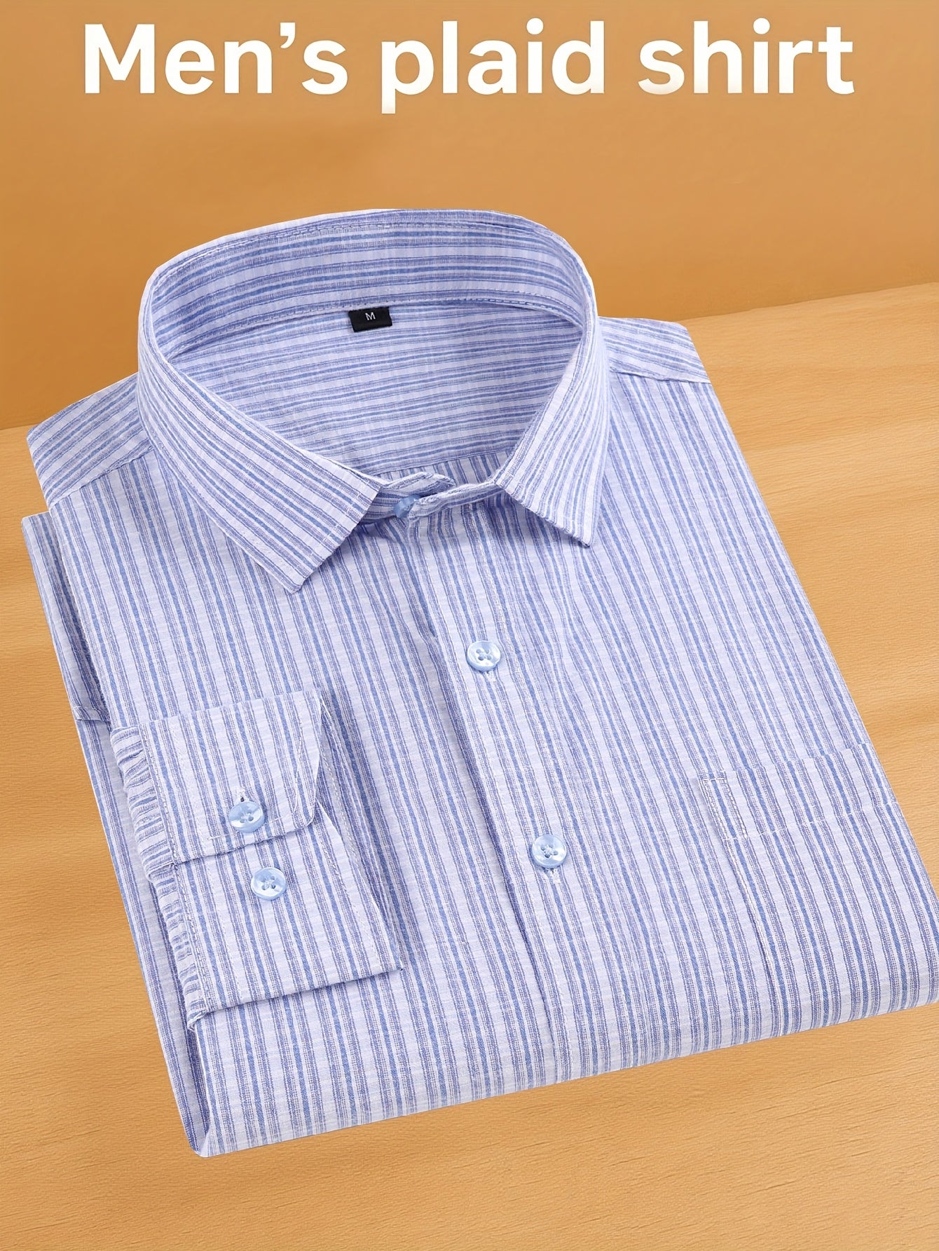 ! Men's Plaid Long Sleeve Shirt - Casual Button- with Pocket, 50% Cotton 50% Polyester, Comfortable Street Style & Commute Essential Fall Wardrobe