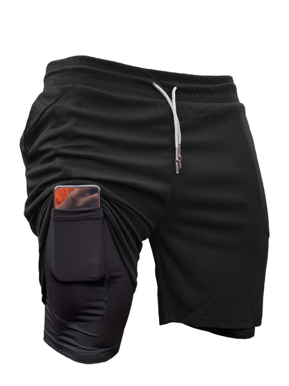 5pcs High Stretch Sports Shorts 5pcs Men'S 2-in-1 Double Layer Shorts With Inner Pocket, High Stretch Sports Shorts For Summer Gym Workout Training