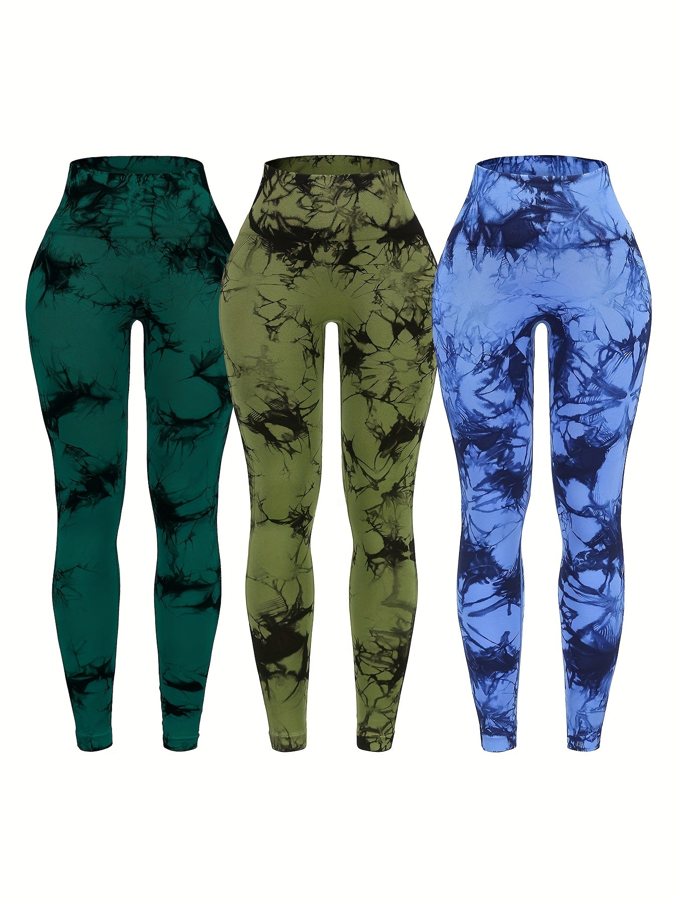 3-Pack Tie-Dye Seamless High Waistband Sweat Pants