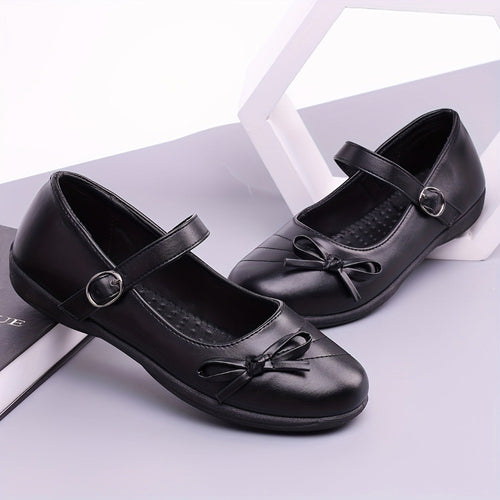 Women's Bow Mary Jane Flat Shoes - Shallow-Mouth Casual