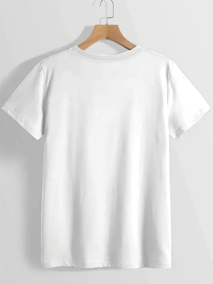 Casual Artistic Printed T-Shirt, Very Suitable for Home Use, Going Out, Or As a Gift|Ideal for Birthday Gifts, Valentine'S Day, Etc. Women'S V-Neck Short Sleeve Top with Flowers And "Be Kind" Text Combination, Conveying Positive Energy