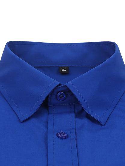 Men's Regular Fit Casual Button Shirts Long Sleeve Stretch Breathable Wrinkle Resistant Solid Work Weekend Wear