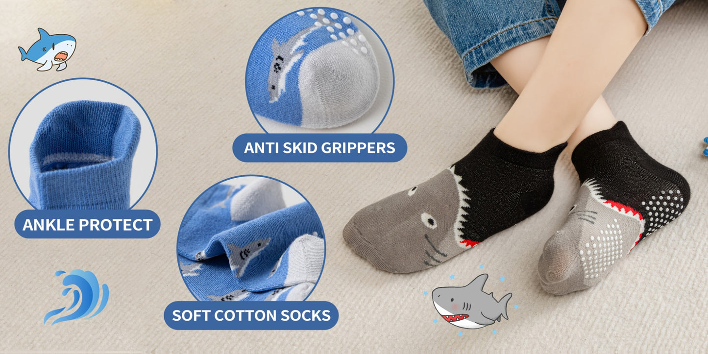 Baby Shark Grip Ankle Socks - 12-Pair Pack