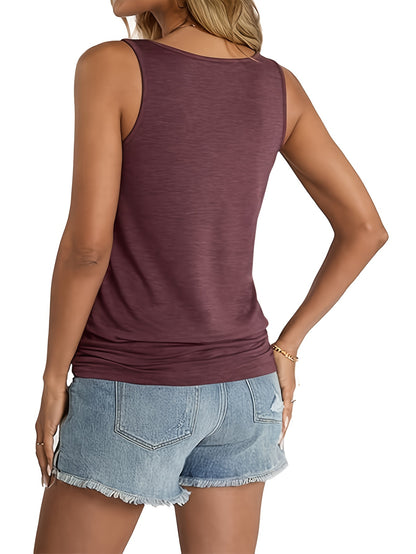 Solid Color Women's Top 2025 Europe and the United States Fashion Casual V-Neck Sleeveless Vest Three-Piece Set Without Print