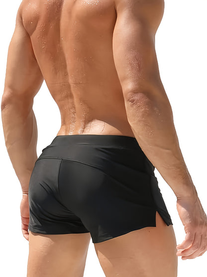Men'S Fast-Drying Swim Shorts Featuring a Zippered, Available in Solid Colors, Perfect for The Beach And Pool, Equipped with a Waistband