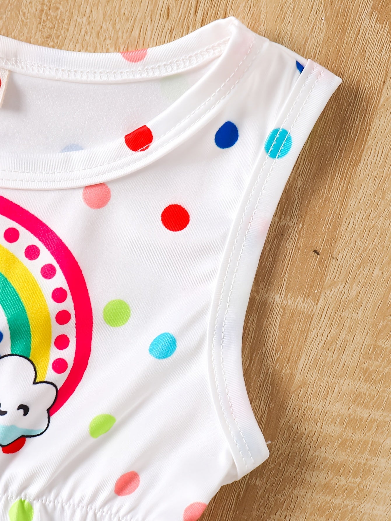 3pcs Cartoon Print Sleeveless Triangle Romper Suit + Headband for Girls, All-season, Polyester Knit Fabric, Regular Fit, Basic Style, for Outdoor, Perfect for Outdoor