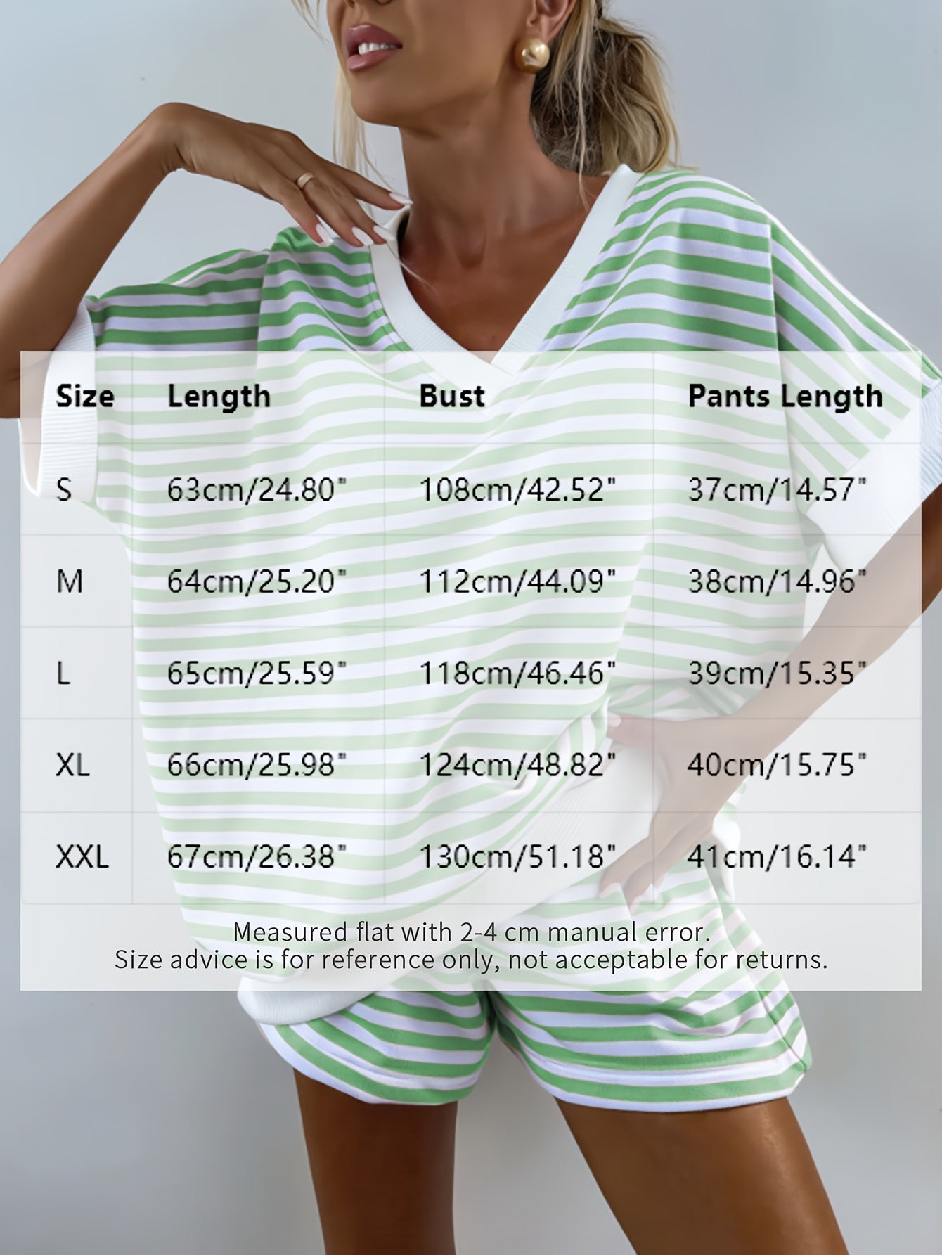 Women'S 2pcs Striped Lounge Set Short Sleeve V-Neck Top And High-Waist Shorts, Casual Athletic Sleepwear Outfit, Summer Sportswear