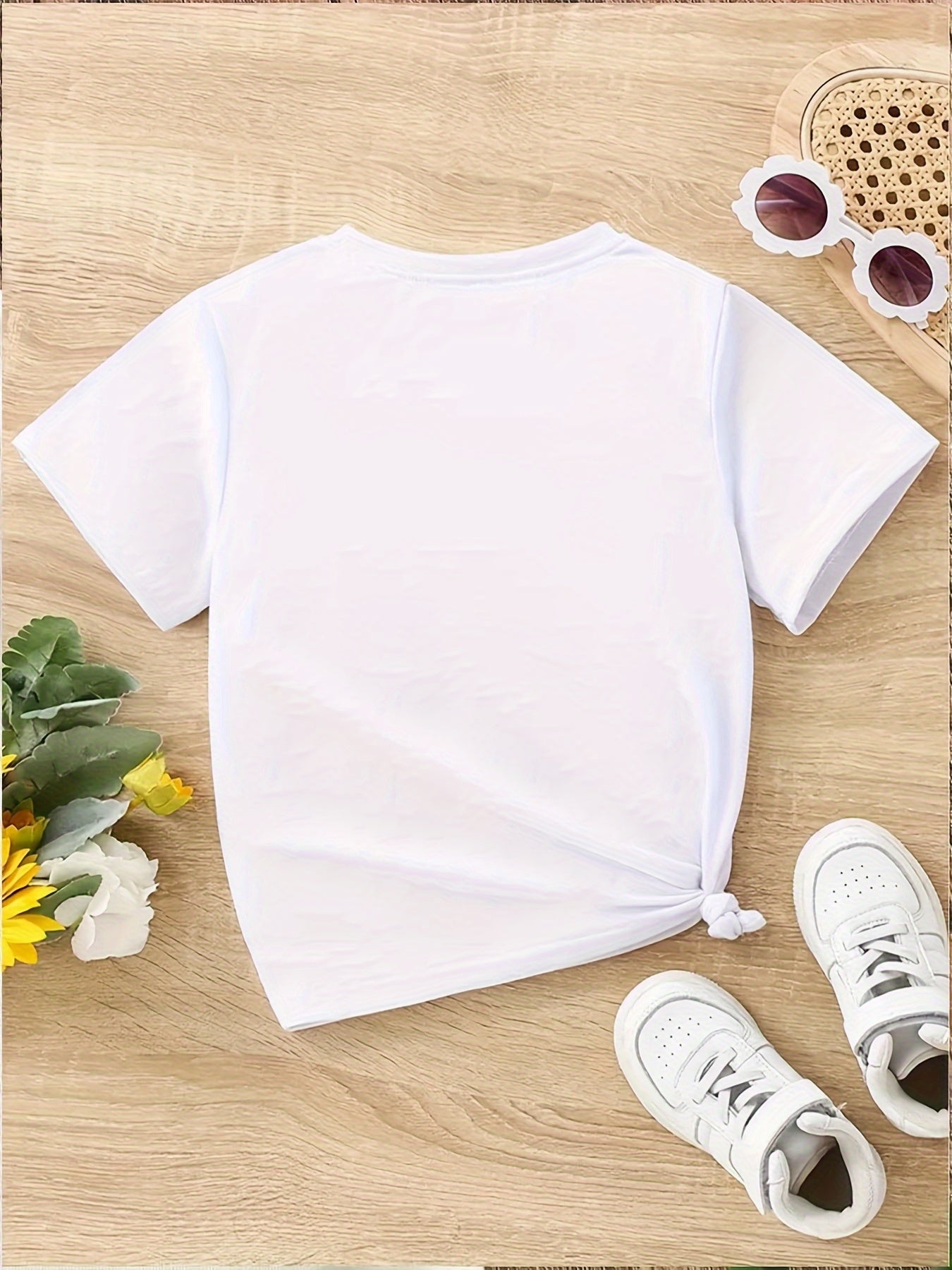 1pc New Summer Girl Cartoon Girl Print Short Sleeved 100% T-Shirt Comfy Casual Tees for Girls