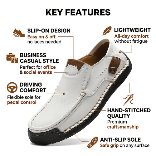 GREKS Handstitched Mens Driving Loafers Slip On Shoes Lightweight Breathable For Business Casual Travel Walking Outdoor