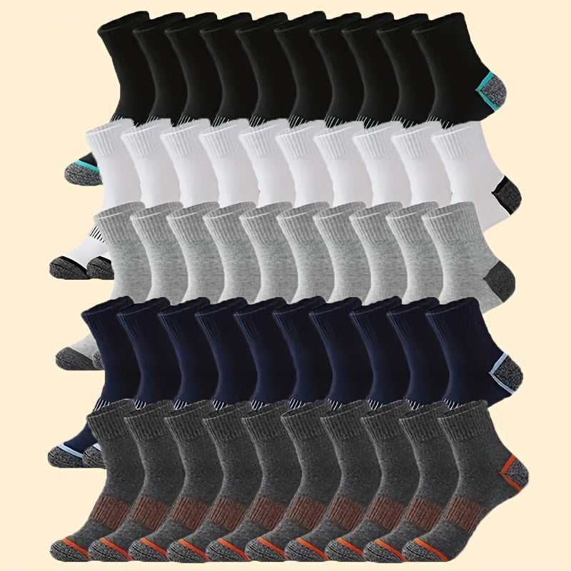 20/50 Pairs of Men'S Mid-Crew Athletic Socks, Designed to Absorb Sweat And Provide And Breathability for Basketball Training And Outdoor Running Activities
