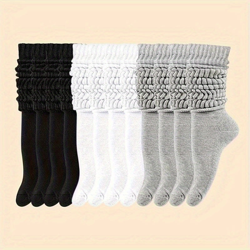 6 Pairs Of Women's Pile Socks, Long Leg Socks, Autumn And Winter, Warm And Comfortable, Soft And Casual High Leg Socks, Leg Covers