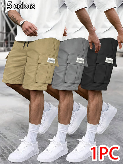 Men's Grey Polyester Cargo Shorts - product view 6
