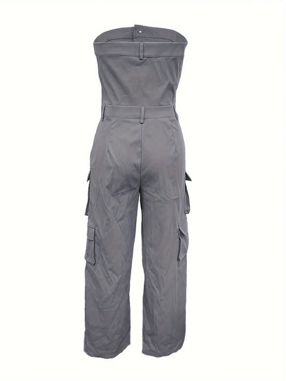 Ladies Tube Top One-piece Suit Pants, Women'S Strapless One-piece Suit With Pants, Summer And Spring Casual Sexy Women'S Dress Pants, Women'S Clothing Set