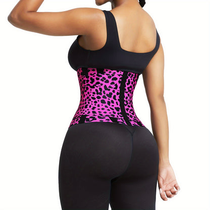 Leopard Print High Compression Back Support Waist Trainer Belt Gym Waist Cincher Trimmer Belt Tummy Control Body Shaper with Triple Wrap