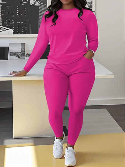 Plus Size, Large Casual 2pcs Suit with Pockets