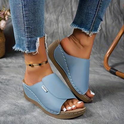 Lady Elegant Comfort Arch Support Sandals - Lady Solid Color Sandals - Breathable, Soft Sole, Fashionable, Versatile, Daily Wear, Casual Terrace, Elegant, Lightweight Summer Fashion Heeled Sandals