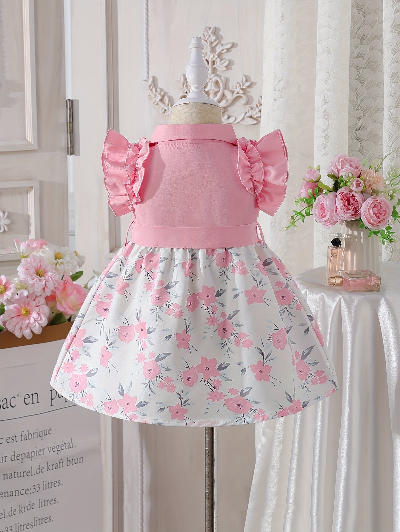 Girls' Dresses, Casual Girls' Dresses, Summer Frilly Printed Short-sleeved Dresses for Girls, Cute Girls' Dresses, Versatile, Fashionable, Cute And Casual Style, Suitable for Festivals And School Wear, Valentine's Day Gift, Girls' Birthday Gift