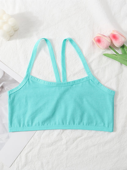 Random 12-pack Solid Color Girls Seamless Bras, Comfortable And Breathable Sports Bras With Cross Shoulder Straps, Cute And Fashionable Training Bras, Suitable For Teenagers And Students A 7-16 Years Old