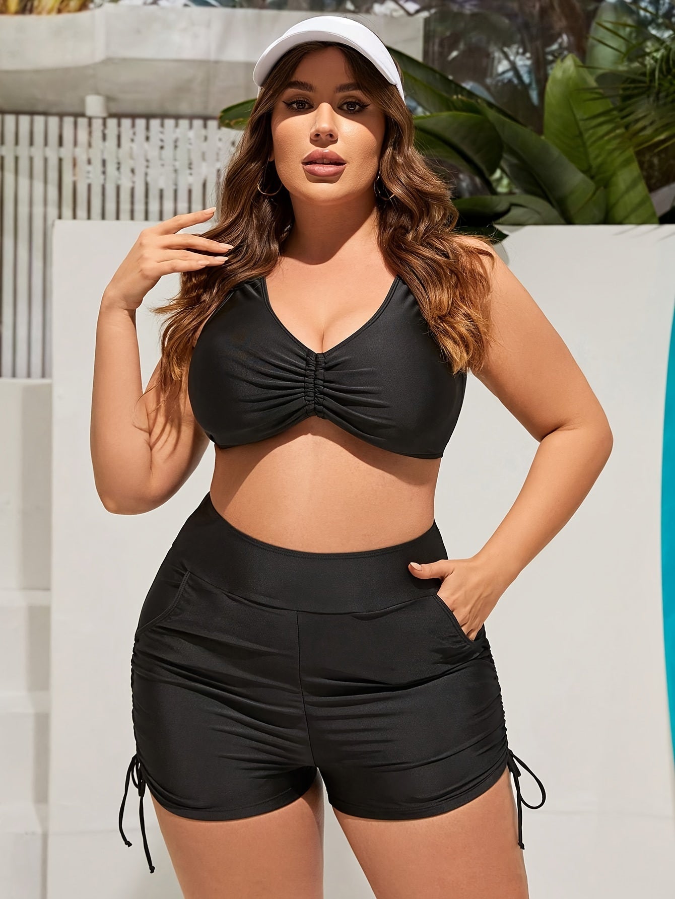 Women's Black Lace High-Waist Shorts - product view 3