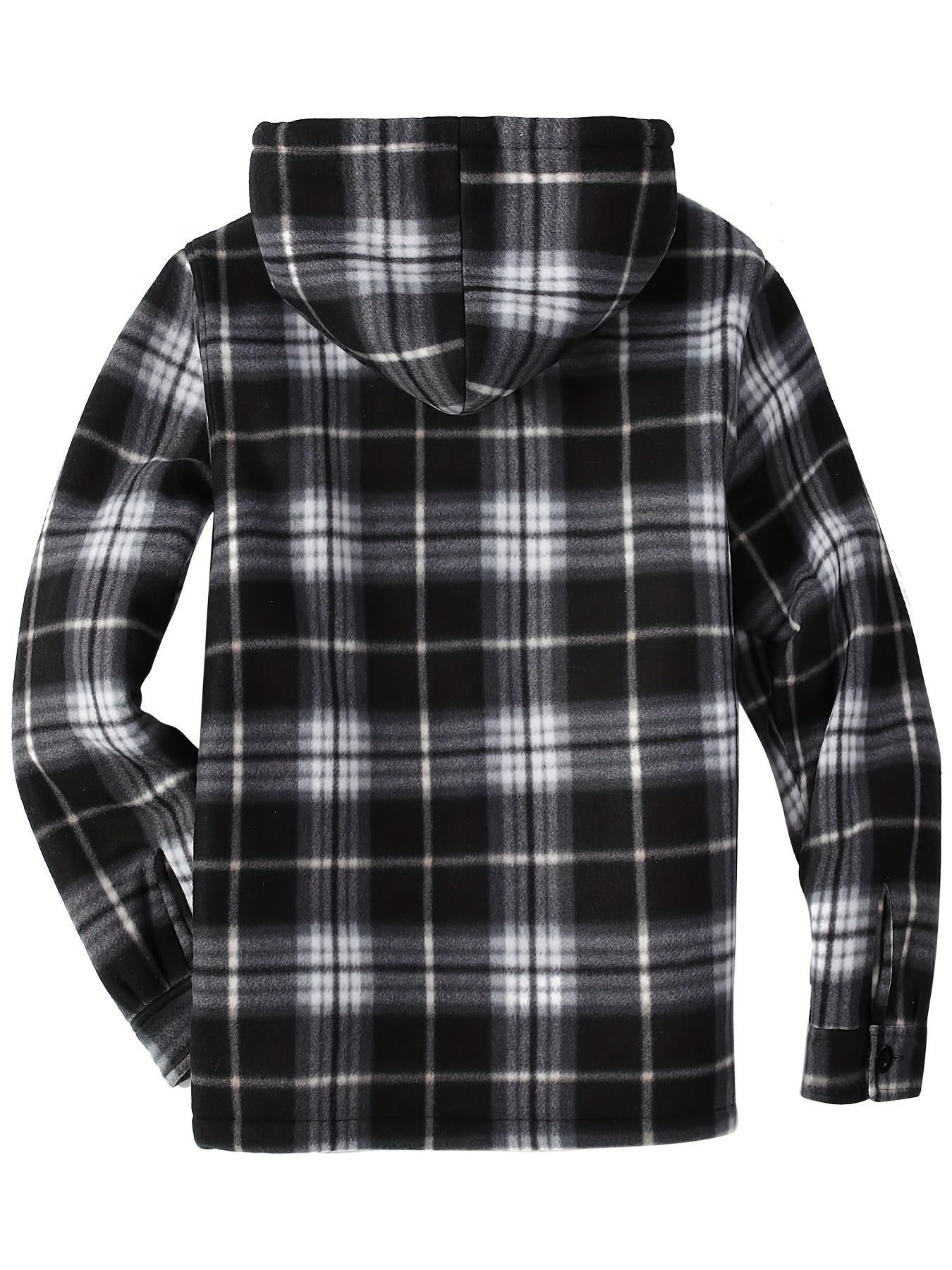 Men's Heavyweight Sweater Hooded Jacket - Full Zip Thick Snow Mountain Lined Flannel Plaid Shirt with Pockets, Casual Style, Perfect for Autumn and Winter, Hooded Collar, Regular Fit, Plaid Pattern, Men's Jacket