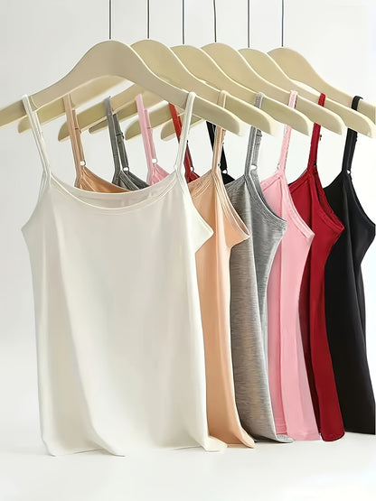6-Pack Women'S Camisole, Casual Breathable Camisole, Various Colors, Comfortable Basic Version