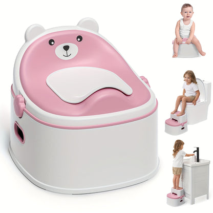 3-in-1 Potty Training Toilet, Portable Potty, Potty Training Seat And Toddler Step Stool, Easy Setup And Clean, Anti-Slip Toddler Potty Trainer For Boy Girl