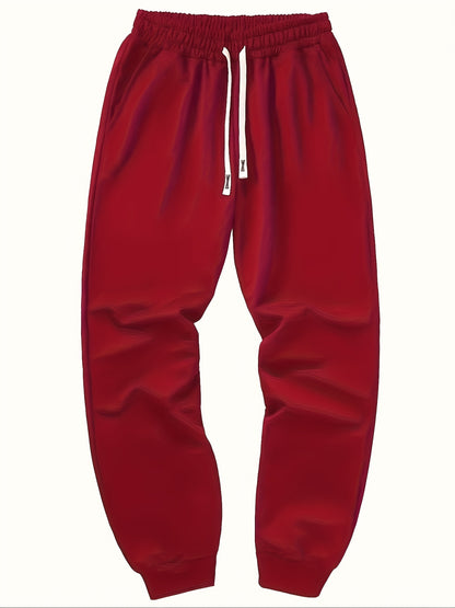 5pcs Men's Casual Sweatpants, Polyester Knit Fabric, Cotton Solid Color, Regular Fit with Pockets, Elastic Waist Drawstring Joggers Ideal Gift, Loose Waist, Spring Clothes, Summer Clothes, Valentine's Day Gifts, Easter Gifts, Discounted