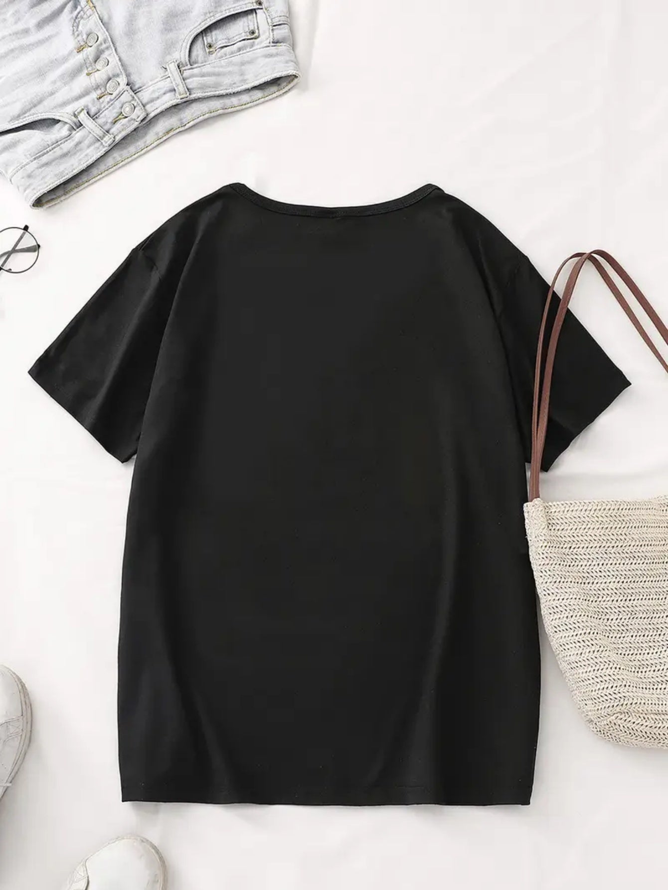 Women's Casual Sports T-shirt, Round-neck T-shirt, Simple Artistic T-shirt with Cross and Heart Design, Artistic Aesthetic for Women's Daily Wear, Comfortable for All Seasons, Short-sleeved Top