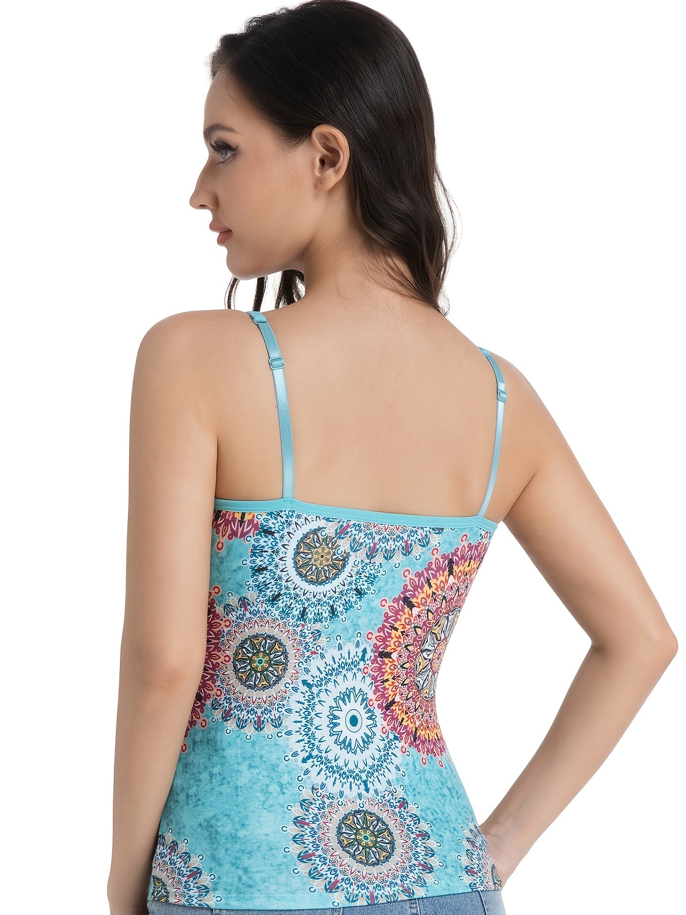 Women's Sleeveless Built-In Bra Tops - Adjustable Spaghetti Strap Layering Tanks/Pajamas, Breathable And Comfortable In Ultra-Soft Seamless Fabric, Ideal for Fall Winter Layering, Perfect for Casual, Formal, Occasions(Black, Turquoise, Orange)