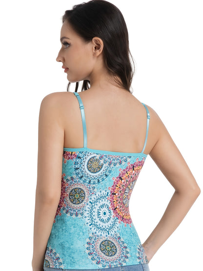 Women's Sleeveless Built-In Bra Tops - Adjustable Spaghetti Strap Layering Tanks/Pajamas, Breathable And Comfortable In Ultra-Soft Seamless Fabric, Ideal for Fall Winter Layering, Perfect for Casual, Formal, Occasions(Black, Turquoise, Orange)