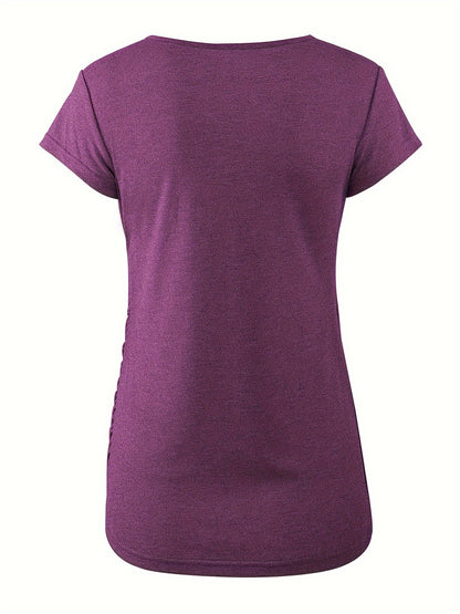 Set of 3 Women'S Short Sleeve Maternity Tops with Side Ruching for Breastfeeding