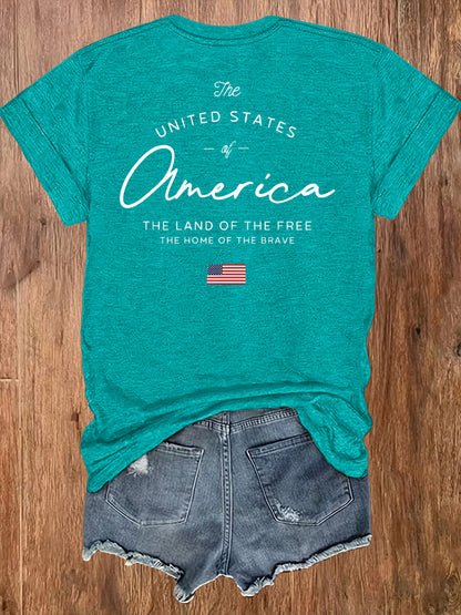 Women' US Flag T-Shirt with 1776 Design & American Symbols - Breathable Short Sleeve Top, Casual Streetwear Blouse-Compatible for - Wear Suitable for Fall Outfits, 4th of, Casual Attire, Machine Washable Non-