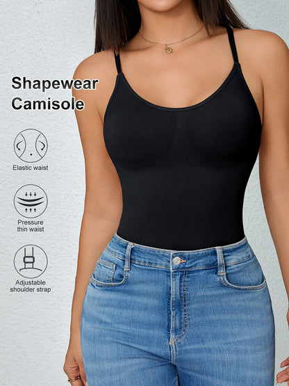 2pcs Women'S Waist Cinching Tank Top, Tight Fitting Waist Cinching Body Shaping Sleeveless Top With Adjustable Shoulder Straps, Body Shaping Tank Top