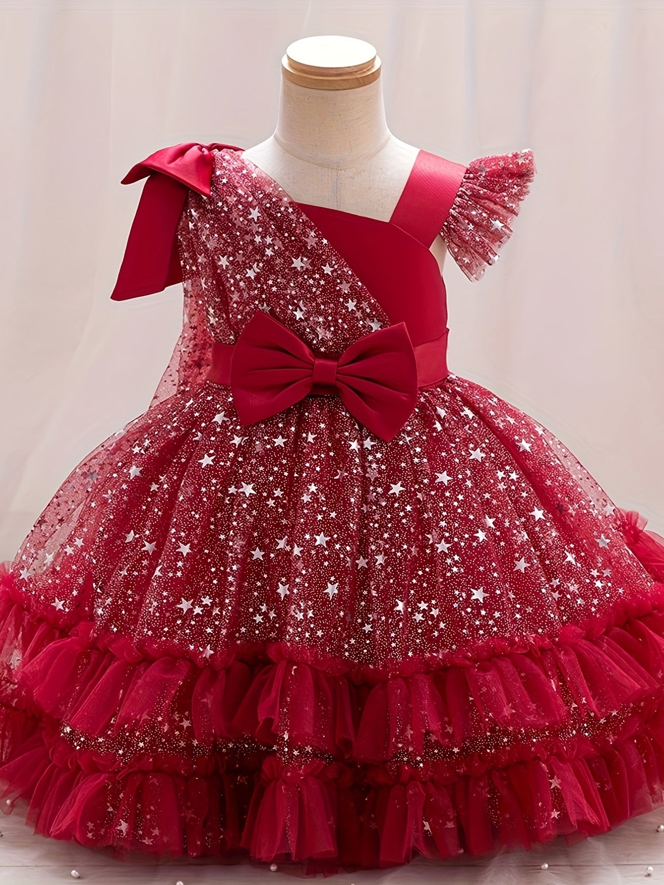 Halloween Dresses for Girls, Kids Halloween Costumes Galaxy Print Tutu Dress Off-Shoulder Flutter Sleeves A-Line Party Princess Gown