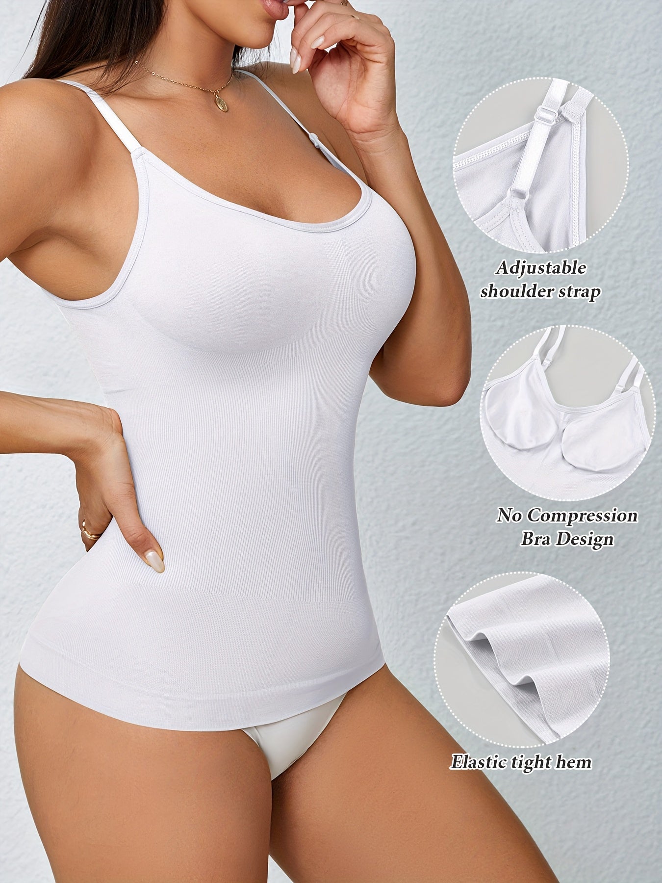 2pcs Women'S Waist Cinching Tank Top, Tight Fitting Waist Cinching Body Shaping Sleeveless Top With Adjustable Shoulder Straps, Body Shaping Tank Top